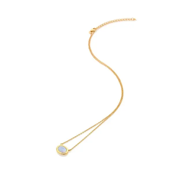 Image of Hot Diamonds x Gemstones 18ct Gold Plated Sterling Silver Oval Blue La