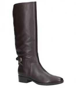 image of Geox D Felicity Leather Knee Boots - Coffee, Coffee, Size 6, Women