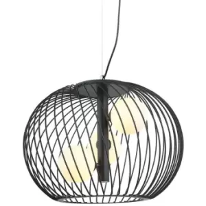 image of Netlighting Modern Hanging Pendant Black 3 Light with Black, White Shade, G9 - I