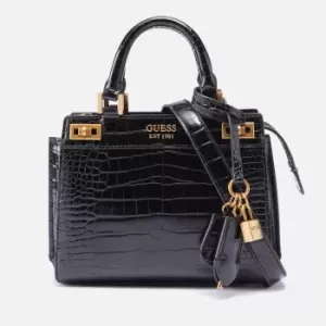 image of Guess Womens Katey Croc Mini Satchel - Black