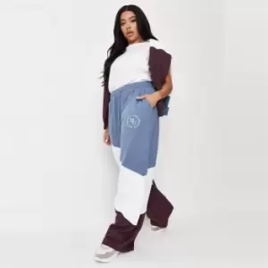 image of Missguided Plus Asym Colour Block Wide Leg Jogger - Cream