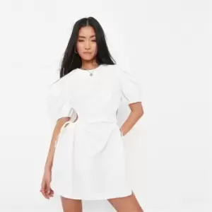 image of Missguided Poplin Cut Out Dress - White