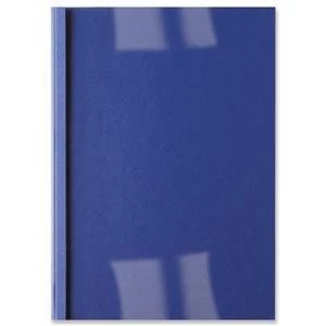 image of Original GBC A4 Thermal Binding Covers 3mm Front PVC Clear Back Leathergrain Royal Blue 1 x Pack of 100 Binding Covers