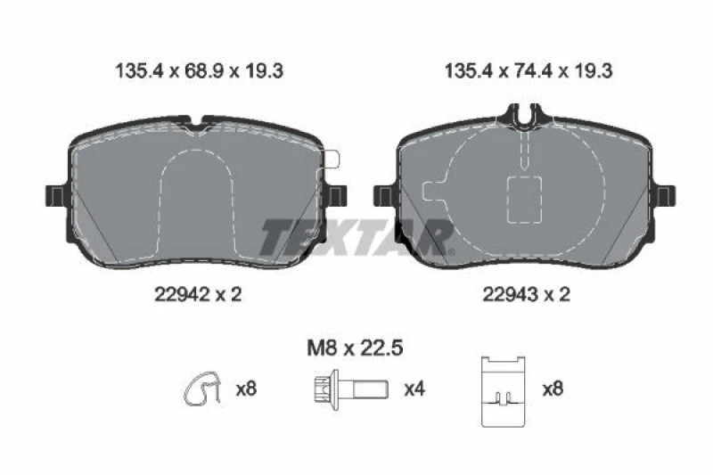 Image of Brake pad set TEXTAR 2294201