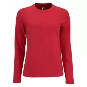 Image of SOLS Womens/Ladies Imperial Long Sleeve T-Shirt (M) (Red)
