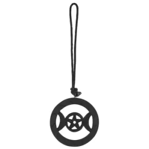 Image of Black Wooden Hanging Triple Moon