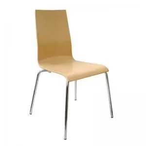 image of Fundamental dining chair in beech with chrome frame