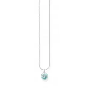 Image of Silver Enamel Globe Necklace 45cm KE2061-007-1-L45v
