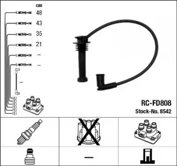 Image of NGK RC-FD808 Ignition Lead Set NTK Inductive Resistor 4 Circuit