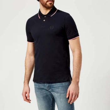 Image of Armani Exchange Tipped Collar Polo Shirt Navy Size M Men