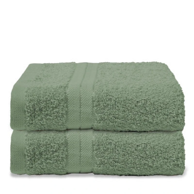 Image of OHS OHS 2 Pack of 100% Cotton Bathroom Hand Towel in Green Green Hand Towel Unisex 5027434229482