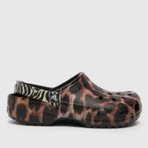 image of Crocs Black & Brown Leopard Remix Clog Sandals