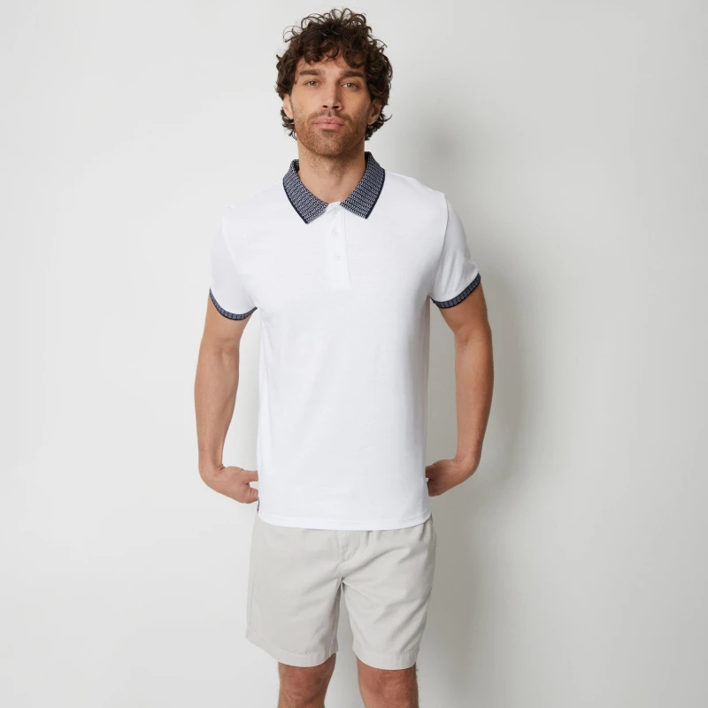 Image of Threadbare Cotton Contrast Collar Polo Shirt - White White S