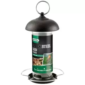 image of Gardman - Black Metal Steel Seed Wild Bird Hanging Garden Feeder A01172