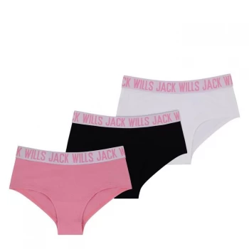 image of Jack Wills Kids Girls Multipack Briefs Three Pack - Pink/White/Blk