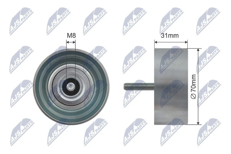 Image of NTY Deflection / guide pulley, V-ribbed belt NTY RNK-DW-005
