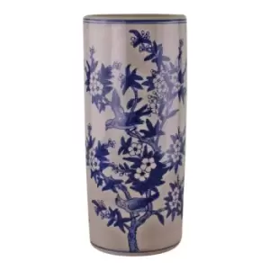 Image of Umbrella Stand Vintage Blue & White Bird Design