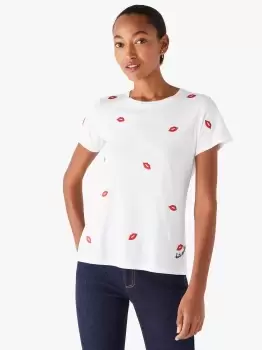 Image of Embroidered Kisses Tee - White - L (Uk 16)