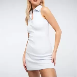 Missguided Rib Polo Collar Mini Dress - Blue