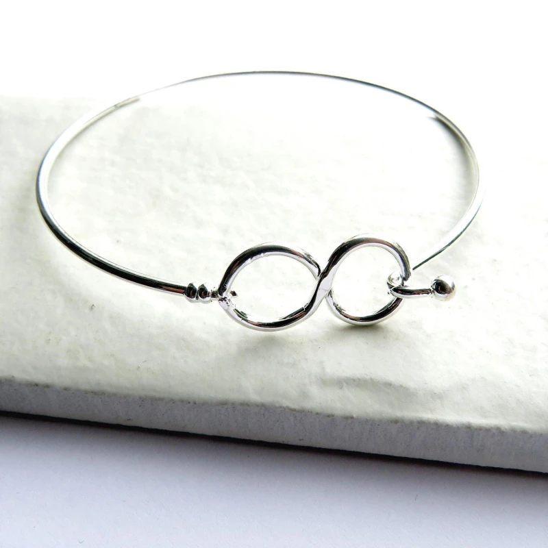 Image of Aye Do Gifts Infinity Silver Cuff Bangle Silver female One Size