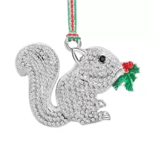 image of Newbridge Silverware Squirrel with Holly Christmas Tree Decoration