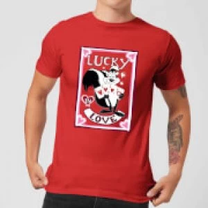 image of Looney Tunes Lucky In Love Pepe Le Pew Mens T-Shirt - Red - L