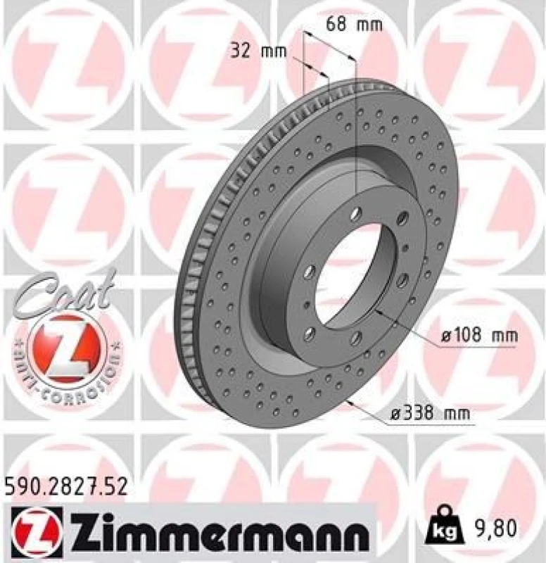 Image of ZIMMERMANN Brake disc ZIMMERMANN 590.2827.52