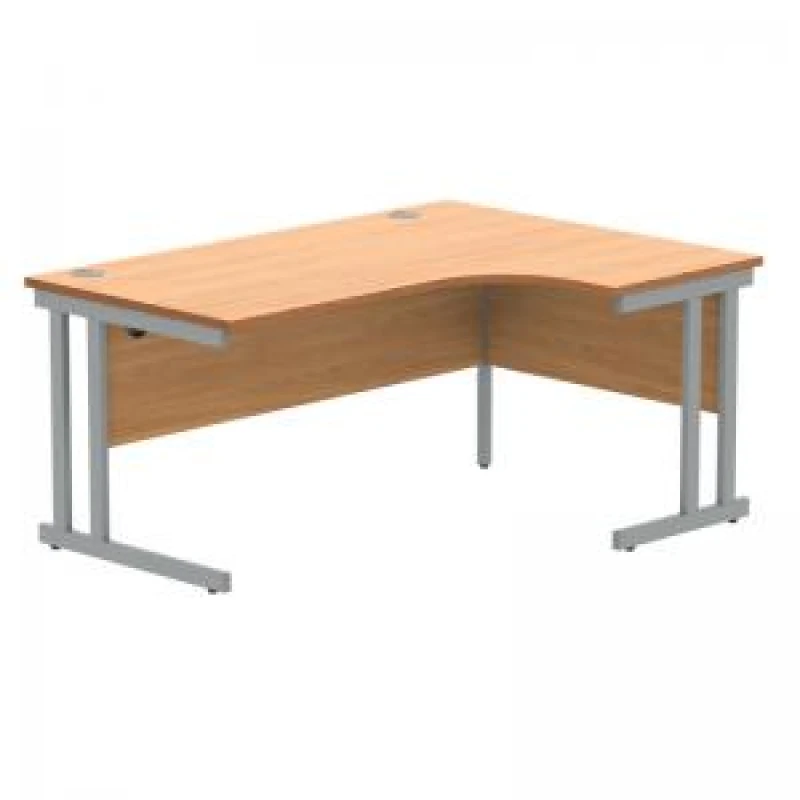 Image of Polaris Right Hand Radial DU Cantilever Desk 1600x1200x730mm Norwegian Beech/Silver KF822090