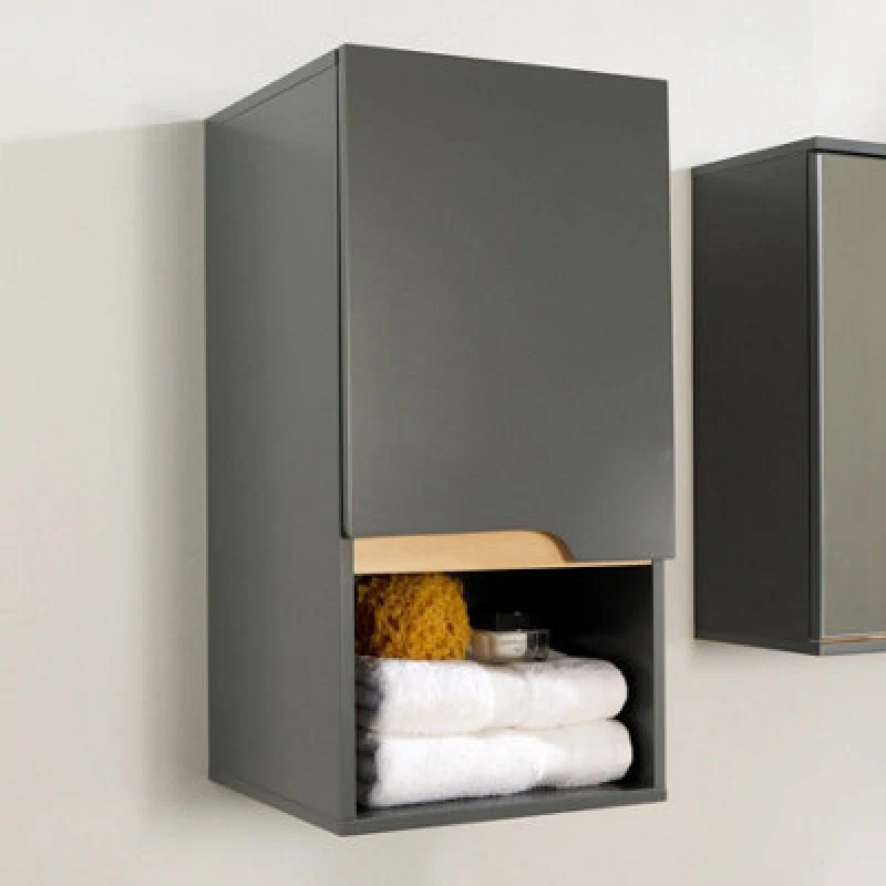 Image of Home Source Florence Hanging Bathroom Wall Cabinet Storage Unit Grey