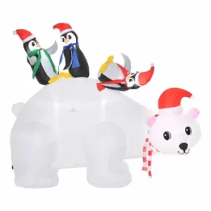 image of Inflatable Light Up Polar Bear and Penguins 150cm