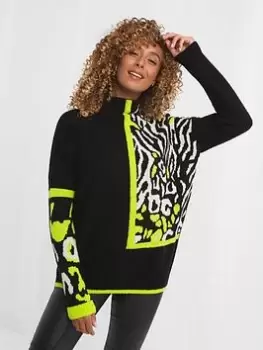 Image of Joe Browns Captivating Animal Block Jumper - Black, Size 18, Women