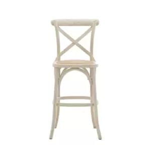 image of Gallery Interiors Set of 2 Cafe Bar Stools in White & Rattan