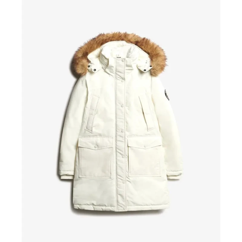 Image of Superdry Womens faux fur parka Superdry Everest Blanc Female S