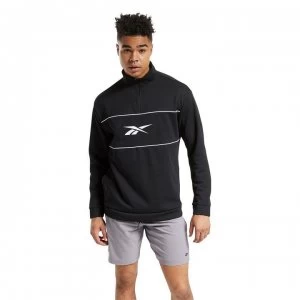 image of Reebok Workout Ready Double Knit Quarter Zip Sweatshirt Mens - Black