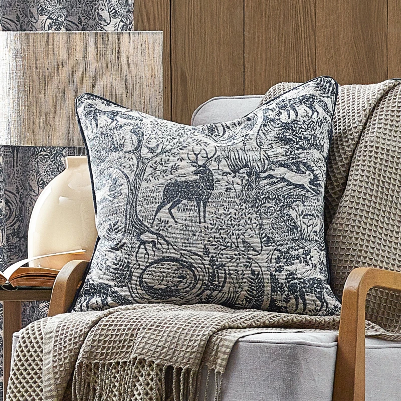 Image of Furn Winter Woods Jacquard Chenille Polyester Filled Cushion Midnight