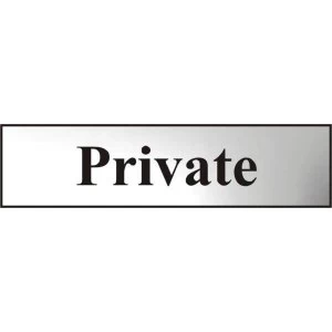 image of ASEC Private 200mm x 50mm Chrome Self Adhesive Sign