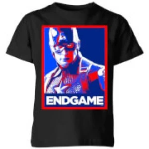 Image of Avengers Endgame Captain America Poster Kids T-Shirt - Black - 11-12 Years