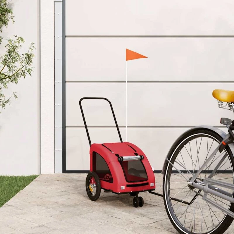 Image of VIDAXL Pet Bike Trailer Red Oxford Fabric and Iron Vidaxl 8720845770563