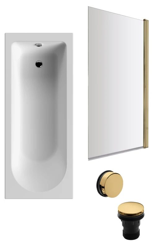 Image of Balterley Round Bath, Square Brushed Brass Screen and Waste-1700x700mm Bronze