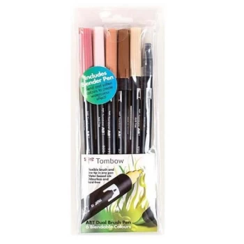 Tombow ABT Dual Brush Pen Skin Tones Set of 6