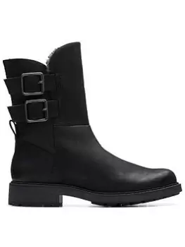 image of Clarks Clarks Orinoco2Buckle Boots - Black WLined Lea, Black, Size 4, Women