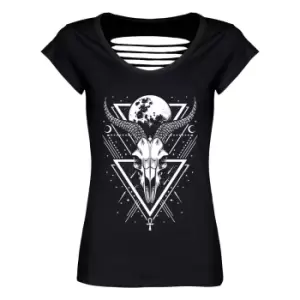 Image of Grindstore Womens/Ladies Lunar Skull T-Shirt (XL) (Black/White)