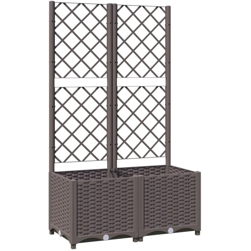 Image of vidaXL Garden Planter w/ Trellis Brown 80x40x136cm PP, Brown 318261