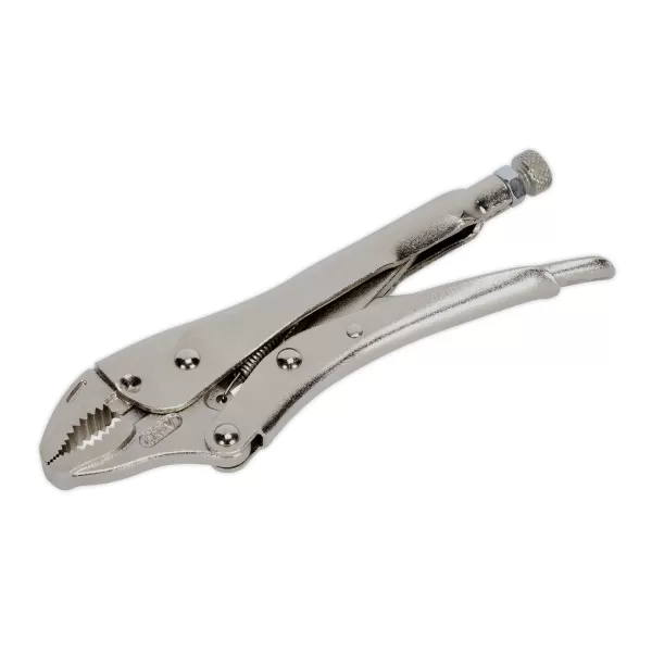 image of Genuine SEALEY AK6820 Locking Pliers Curved Jaws 180mm 0-35mm Capacity