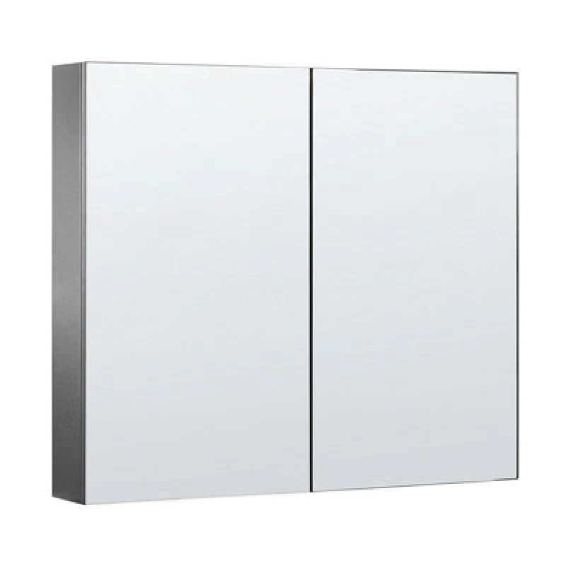Image of Beliani Bathroom Wall Mounted Mirror Cabinet Navarra 80 Cm 70 Cm Black