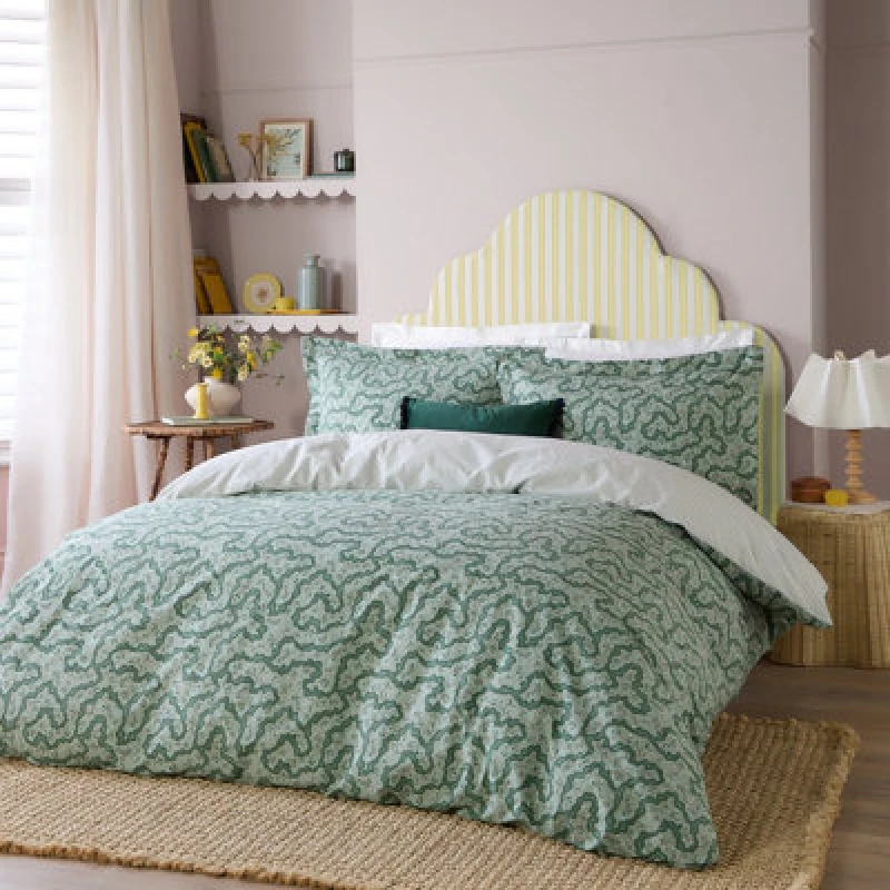 Image of Wylder Brianna Floral 100% Cotton Duvet Cover Set, Double, Green