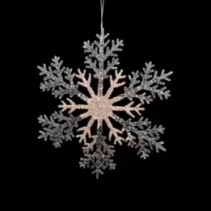 image of 21cm Acrylic Glitter Hanging Snowflake Christmas Decoration in Champagne Gold