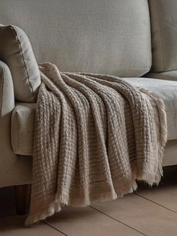 Image of Crossland Grove Clementia Waffle Throw Olive 5.06109E+12
