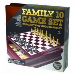 Image of Classic Wood Family 10 Game Set Black & Gold Board Game
