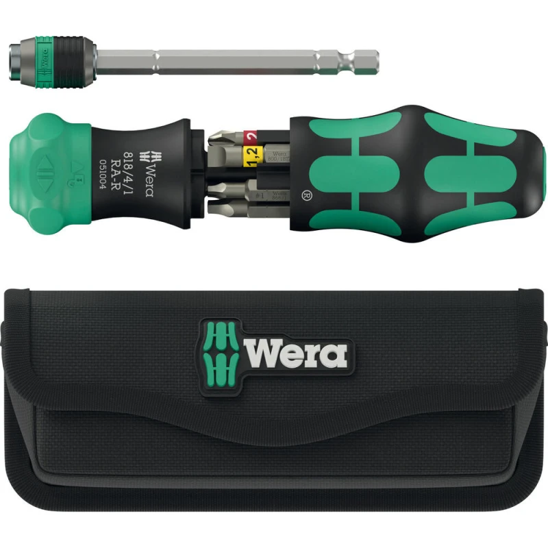 Image of Wera Kraftform Kompakt 6 Piece 26 RA-R Ratchet Screwdriver Set and Pouch 5051516001
